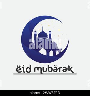 eid mubarak icon logo islamic and ramdhan religion illustration logo design vector Stock Vector