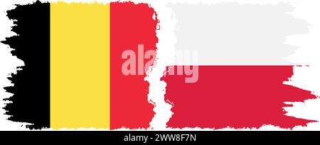 Poland and Belgium grunge flags connection, vector Stock Vector