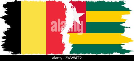 Togo and Belgium grunge flags connection, vector Stock Vector