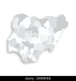 Vector regional blank map of Nigeria with states and administrative ...