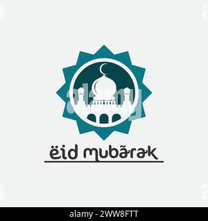 eid mubarak icon logo islamic and ramdhan religion illustration logo design vector Stock Vector
