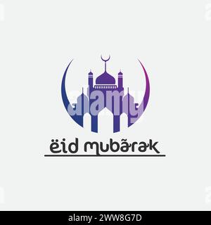 eid mubarak icon logo islamic and ramdhan religion illustration logo design vector Stock Vector
