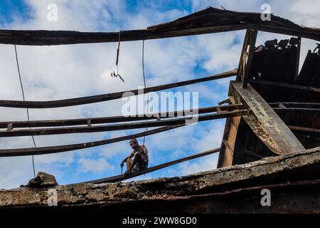 Manila, Philippines. 22nd Mar, 2024. Children have fun in a makeshift ...