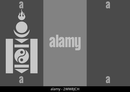Mongolia flag - greyscale monochrome vector illustration. Flag in black and white Stock Vector