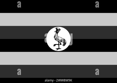 Uganda flag - greyscale monochrome vector illustration. Flag in black and white Stock Vector