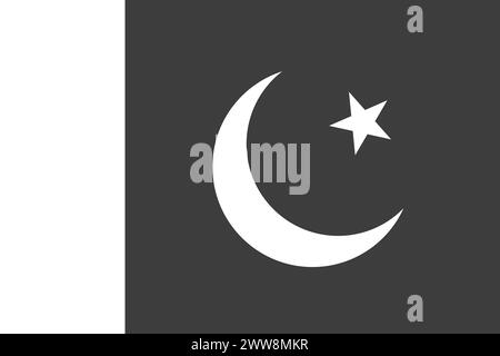 Pakistan flag - greyscale monochrome vector illustration. Flag in black and white Stock Vector