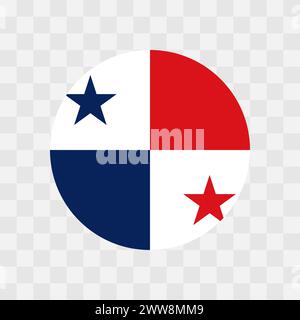 Panama flag - circle vector flag isolated on checkerboard transparent background Stock Vector