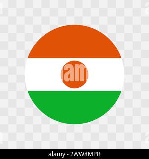 Niger flag - circle vector flag isolated on checkerboard transparent background Stock Vector