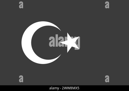 Turkey flag - greyscale monochrome vector illustration. Flag in black and white Stock Vector