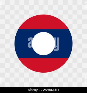 Laos flag - circle vector flag isolated on checkerboard transparent background Stock Vector