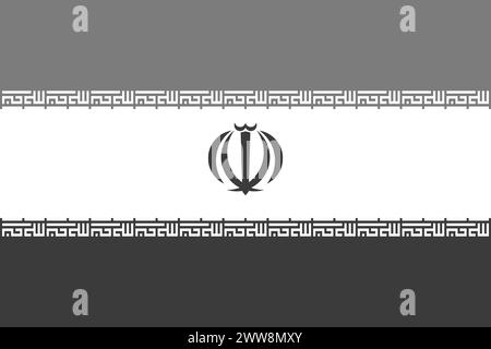 Iran flag - greyscale monochrome vector illustration. Flag in black and white Stock Vector