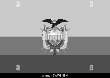 Ecuador flag - greyscale monochrome vector illustration. Flag in black and white Stock Vector