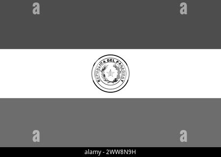 Paraguay flag - greyscale monochrome vector illustration. Flag in black and white Stock Vector