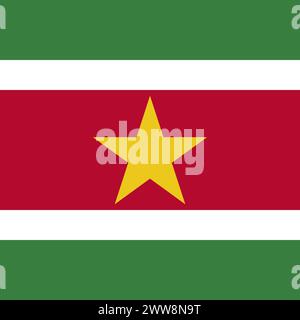 Suriname flag - solid flat vector square with sharp corners. Stock Vector