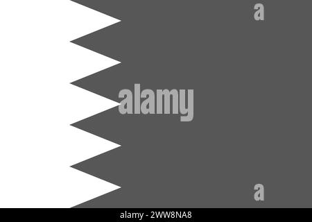 Bahrain flag - greyscale monochrome vector illustration. Flag in black and white Stock Vector