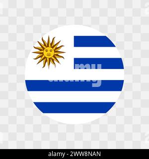 Uruguay flag - circle vector flag isolated on checkerboard transparent background Stock Vector