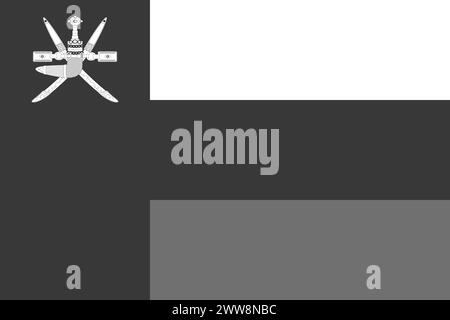 Oman flag - greyscale monochrome vector illustration. Flag in black and white Stock Vector