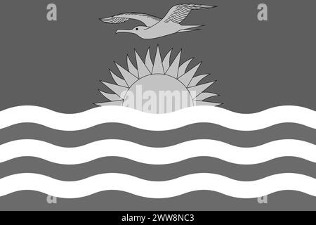 Kiribati flag - greyscale monochrome vector illustration. Flag in black and white Stock Vector