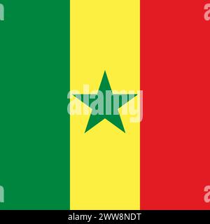 Senegal flag - solid flat vector square with sharp corners. Stock Vector