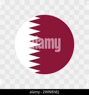 Qatar flag - circle vector flag isolated on checkerboard transparent background Stock Vector
