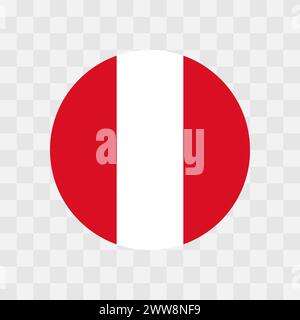Peru flag - circle vector flag isolated on checkerboard transparent background Stock Vector