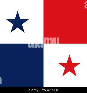 Panama flag - solid flat vector square with sharp corners. Stock Vector
