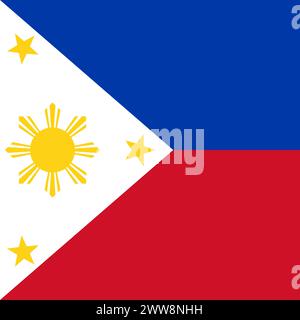 Philippines flag - solid flat vector square with sharp corners. Stock Vector