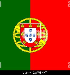 Portugal flag - solid flat vector square with sharp corners. Stock Vector
