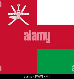 Oman flag - solid flat vector square with sharp corners. Stock Vector