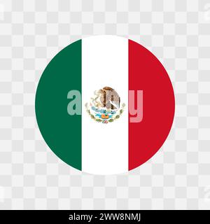 Mexico flag - circle vector flag isolated on checkerboard transparent background Stock Vector
