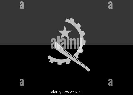 Angola flag - greyscale monochrome vector illustration. Flag in black and white Stock Vector