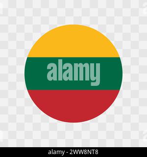 Lithuania flag - circle vector flag isolated on checkerboard transparent background Stock Vector