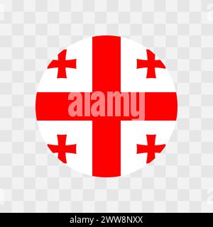 Georgia flag - circle vector flag isolated on checkerboard transparent background Stock Vector