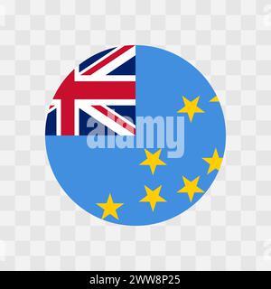 Tuvalu flag - circle vector flag isolated on checkerboard transparent background Stock Vector