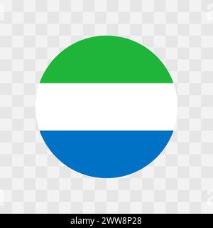 Sierra Leone flag - circle vector flag isolated on checkerboard transparent background Stock Vector