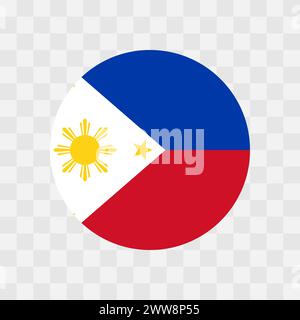Philippines flag - circle vector flag isolated on checkerboard transparent background Stock Vector