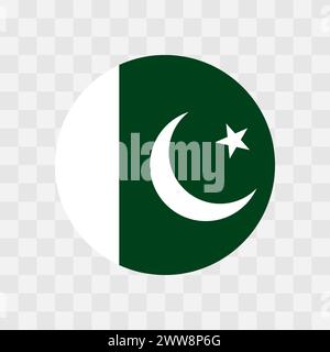 Pakistan flag - circle vector flag isolated on checkerboard transparent background Stock Vector