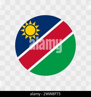 Namibia flag - circle vector flag isolated on checkerboard transparent background Stock Vector