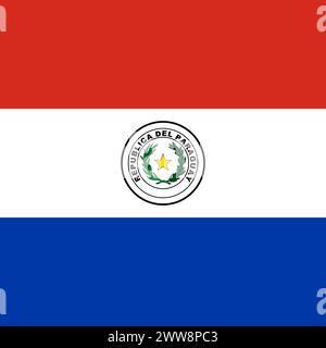 Paraguay flag - solid flat vector square with sharp corners. Stock Vector