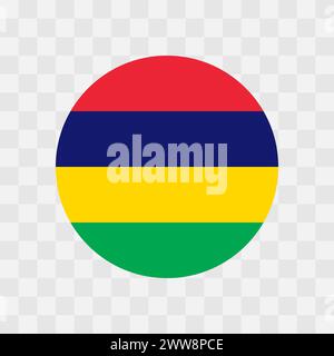 Mauritius flag - circle vector flag isolated on checkerboard transparent background Stock Vector