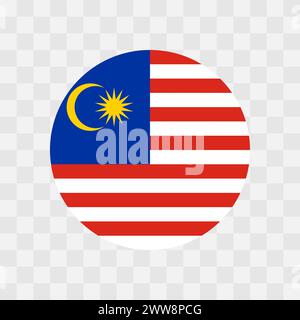 Malaysia flag - circle vector flag isolated on checkerboard transparent background Stock Vector