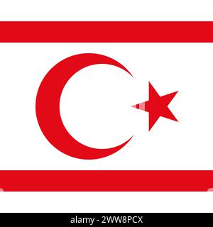 Northern Cyprus flag - solid flat vector square with sharp corners. Stock Vector