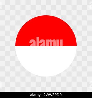 Indonesia flag - circle vector flag isolated on checkerboard transparent background Stock Vector