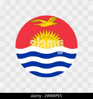 Kiribati flag - circle vector flag isolated on checkerboard transparent background Stock Vector