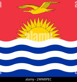 Kiribati flag - solid flat vector square with sharp corners. Stock Vector