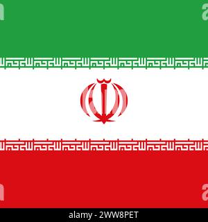 Iran flag - solid flat vector square with sharp corners. Stock Vector