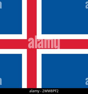 Iceland flag - solid flat vector square with sharp corners. Stock Vector