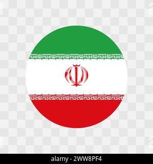 Iran flag - circle vector flag isolated on checkerboard transparent background Stock Vector