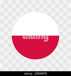 Poland flag - circle vector flag isolated on checkerboard transparent background Stock Vector