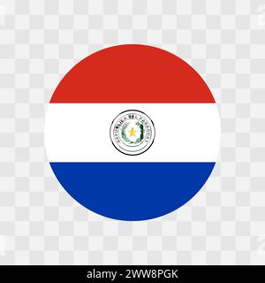 Paraguay flag - circle vector flag isolated on checkerboard transparent background Stock Vector
